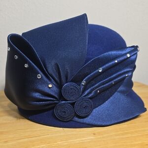Vintage: Mr. Hi's Classic Navy Women's Hat with Rhinestone Details